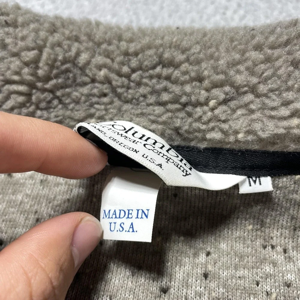 Vintage Columbia Jacket Mens Medium Brown‎ Sherpa Fleece 1/4 Zip Made In USA